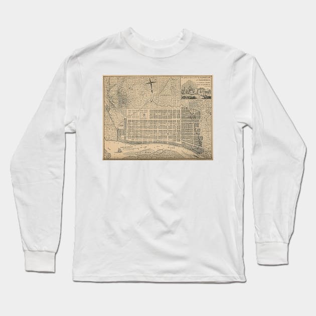 Vintage Map of Savannah Georgia (1818) Long Sleeve T-Shirt by Bravuramedia